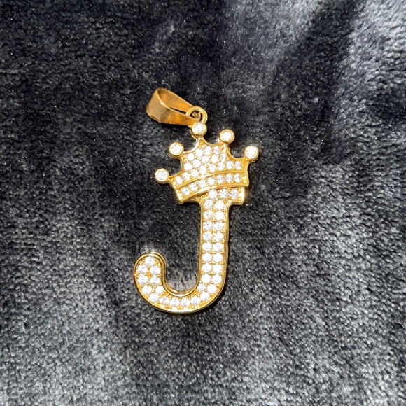 Gold Tone Crowned Letter ‘J’ - Picture 1 of 6